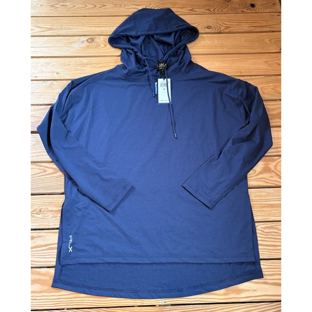 Ralph Lauren NWT $168 Women’s Hooded Athleisure Top Size M Navy P2 - Picture 1 of 8
